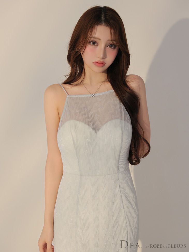 DE3383 ラメニットストレッチキャミロングキャバドレス