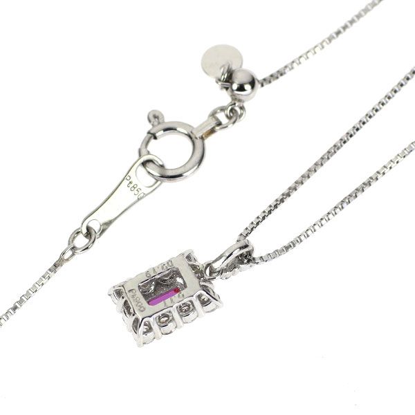 Pt900/ Pt850 ルビー ダイヤモンド ペンダントネックレス 0.11ct