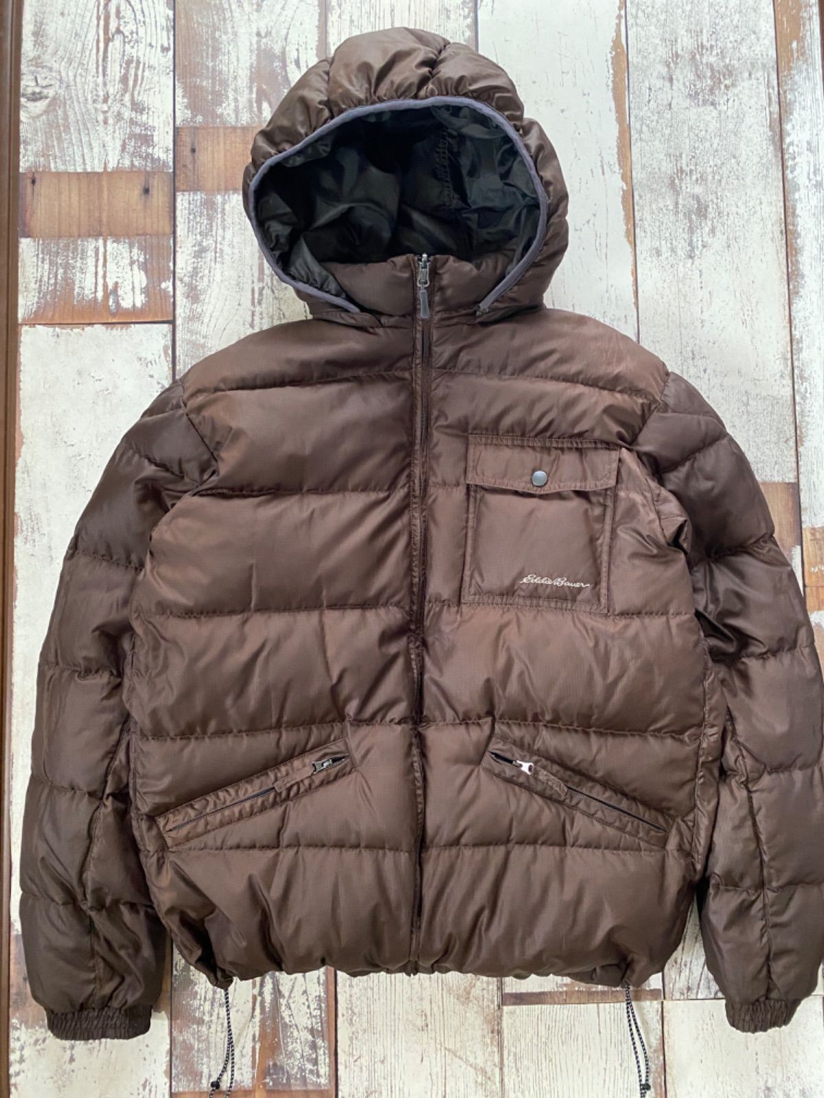 EddieBauer ダウンジャケット EB650 リバーシブル M ブラウン グリーン 