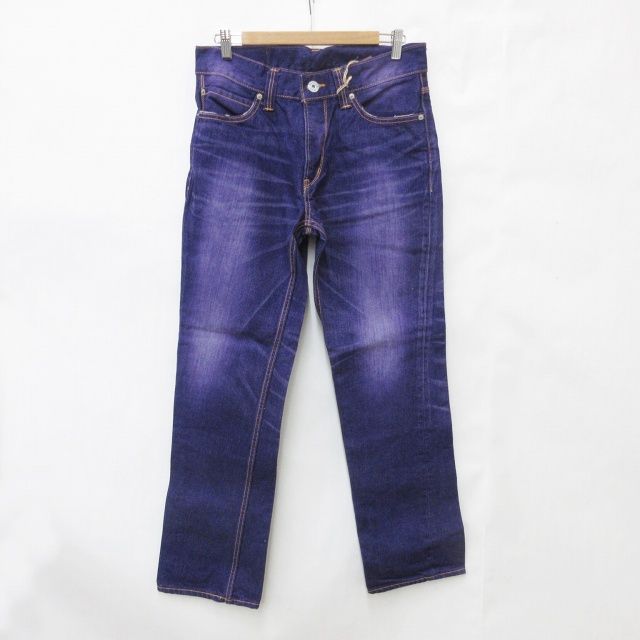 ランヘリ RANHERRI 尾州デニム BISHU DENIM パンツ デニム カラージーンズ ストレート ロング ビンテージ加工 綿 パープル 紫 35 サンプル品