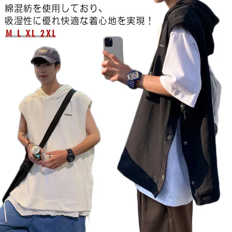 パーカー メンズ ノースリーブパーカー プルオーバー