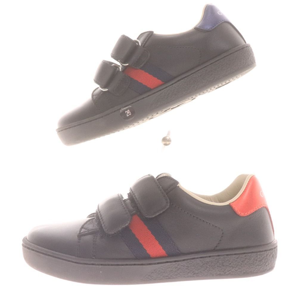 グッチ スニーカー シューズ 455447 靴 マジックテープ キッズ 26 16cm相当 ブラック レッド ネイビー