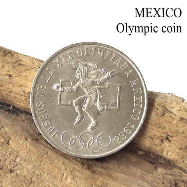 coin-68 メキシコ オリンピック記念銀貨 25 ペソ 1968年 コイン 銀72％ コンチョ クラフト材料