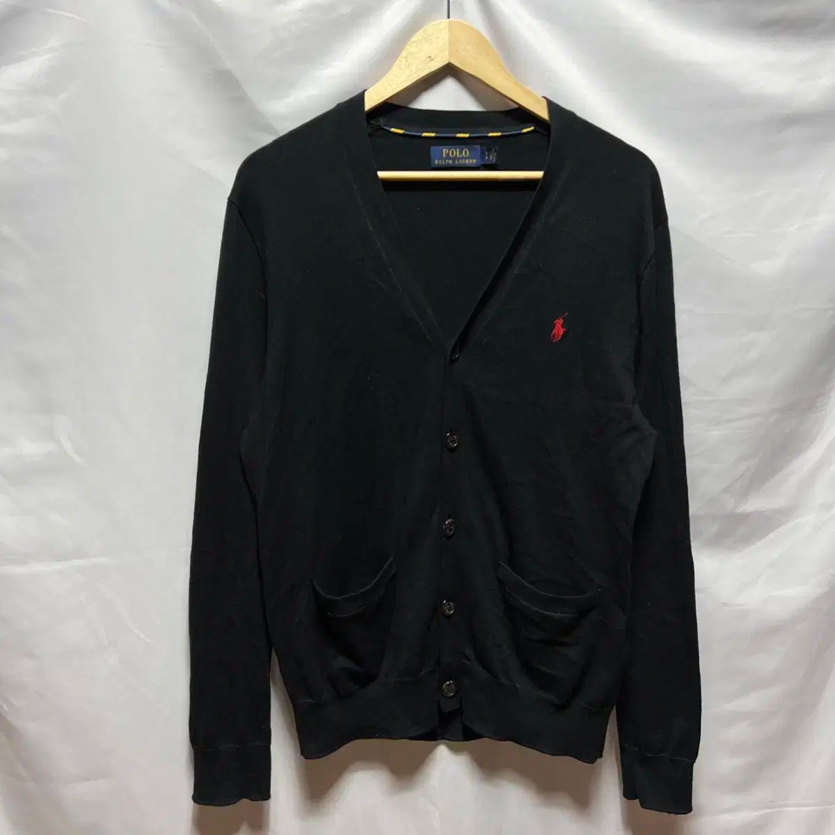 純正品| S ポロ Ralph Lauren ラルフローレン ピマコットン 黒 カーディガン