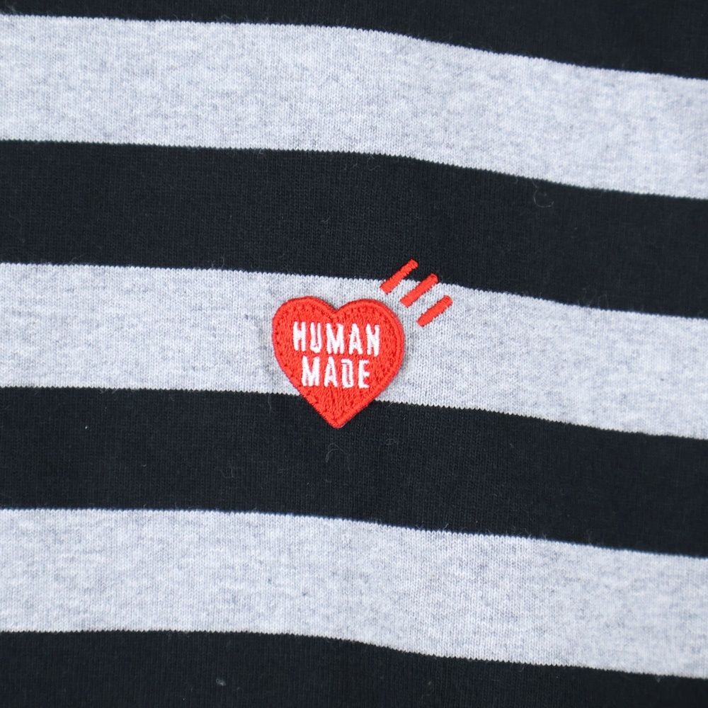 HUMAN MADE (ヒューマンメイド) ハート ワッペンロゴ ボーダー L HUMAN MADE (ヒューマンメイド) ハート ワッペンロゴ ボーダー 長袖