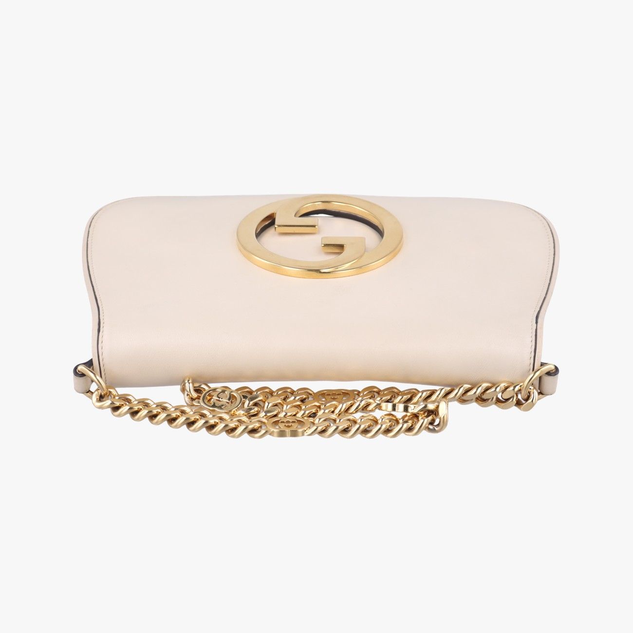  グッチGucciブロンディ チェーンホワイトレザー メッセンジャーバッグ ショルダーバッグ