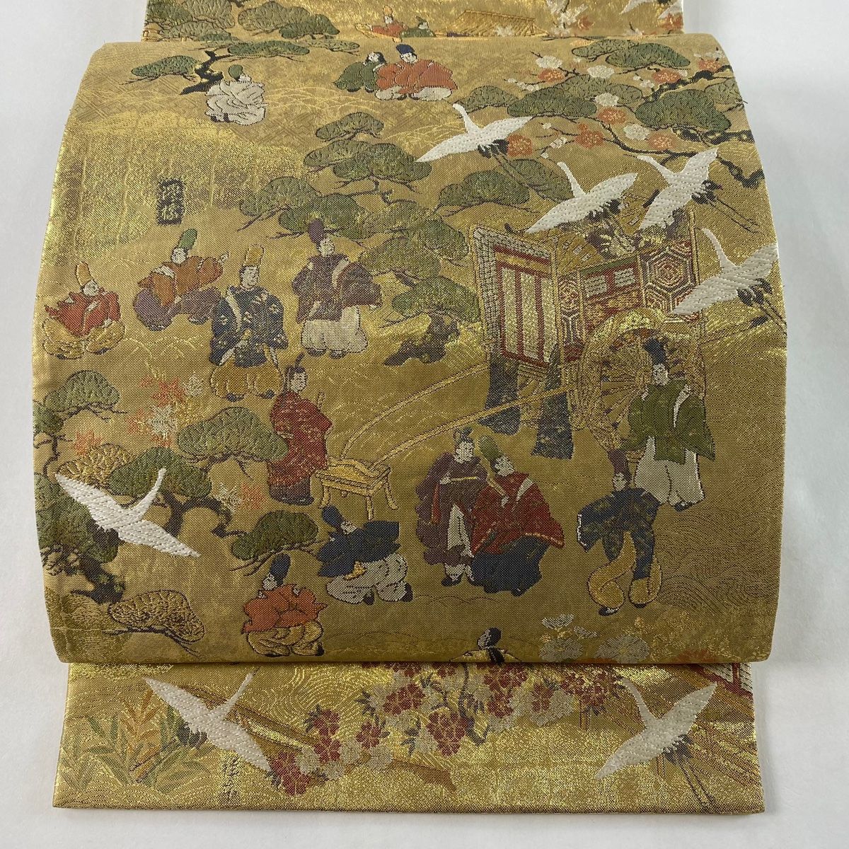 雲】某資産家買取品 国宝 源氏物語絵巻 純金箔 総通し柄全通袋帯 箱付 