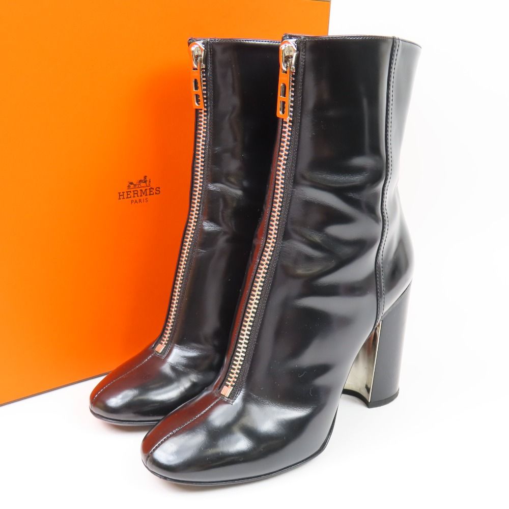 試着のみ】エルメス　HERMES リアルファー　ピンヒール　ブーツ 試着のみ】エルメスHERMES リアルファーピンヒールブーツ