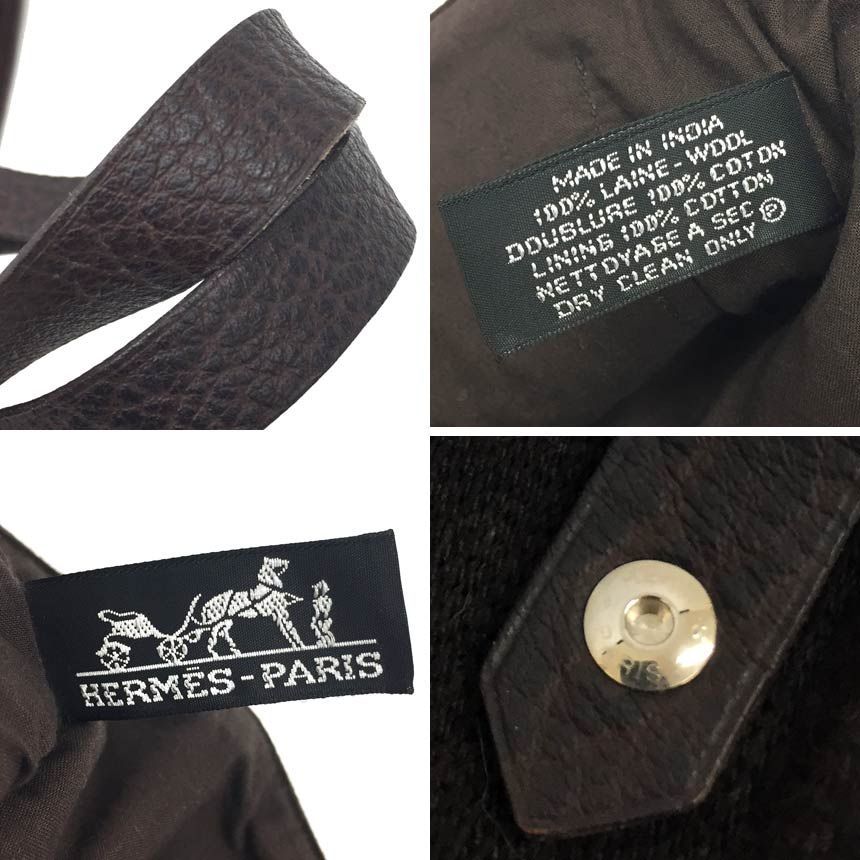 セール HERMES エルメス トートバッグ アメダバGM ウール ブラウン  