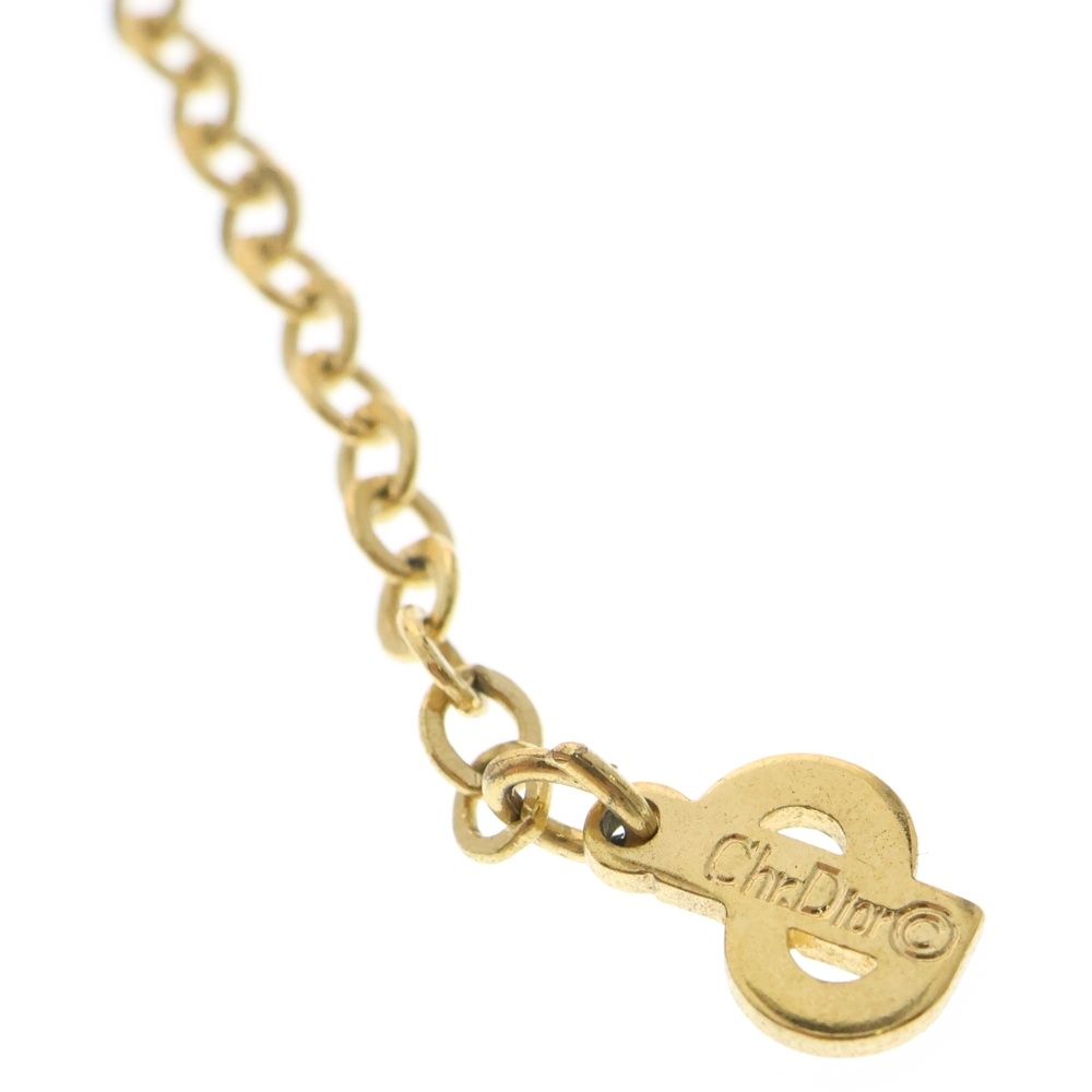 Dior スクエア　ラインストーン　フィガロチェーン　ゴールドネックレス Dior スクエア ラインストーン フィガロチェーン ゴールド