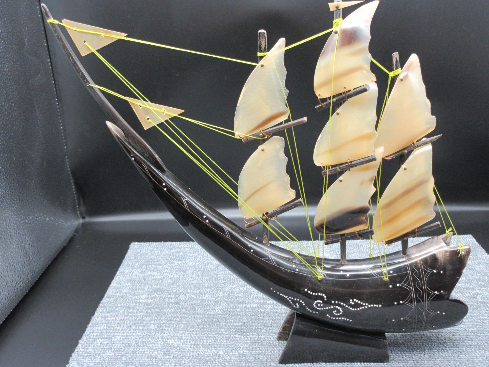 帆船 船 模型 水牛の角 置物 レトロ インテリア B - Gallery Kotobuki