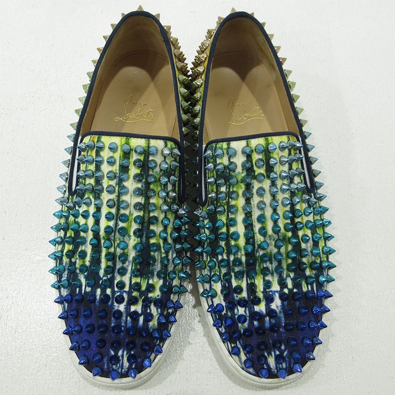 三重本店 Christian Louboutin | クリスチャンルブタン スリッポン スタッズ ブルー×ゴールド サイズ 39 1|2 135