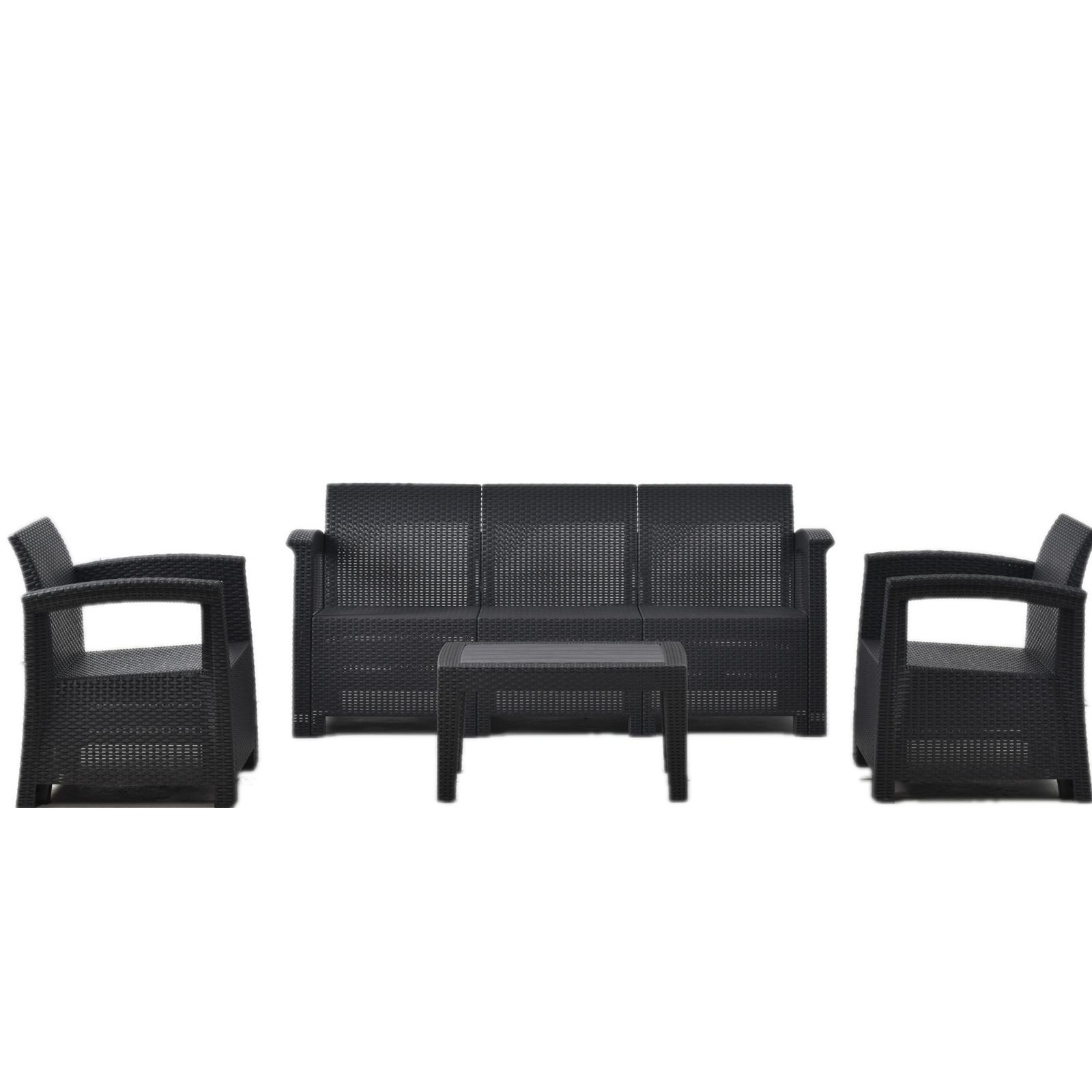 ラタン調ガーデンファニチャー 四人掛け 家具樹脂 ねじなし 屋外家具