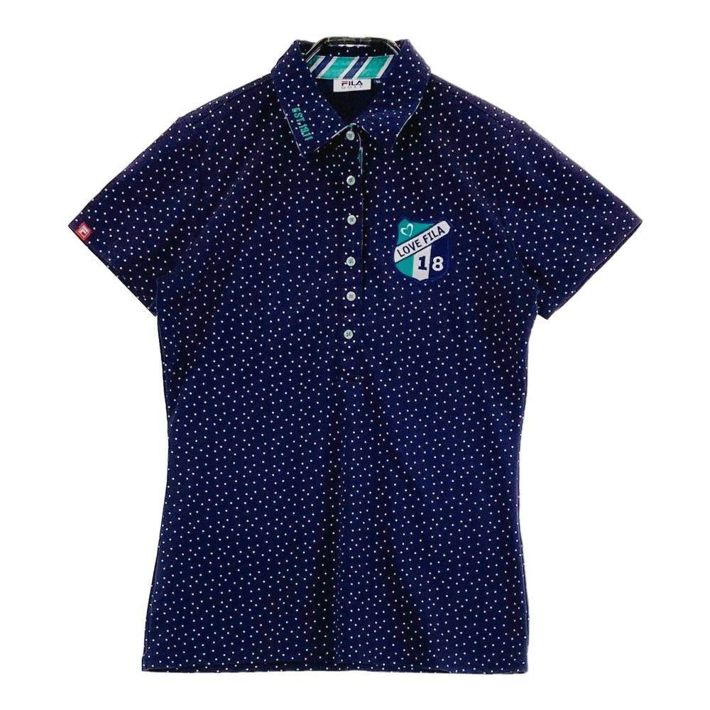 サイズ：M FILA GOLF フィラゴルフ 半袖ポロシャツ ドット柄 ネイビー