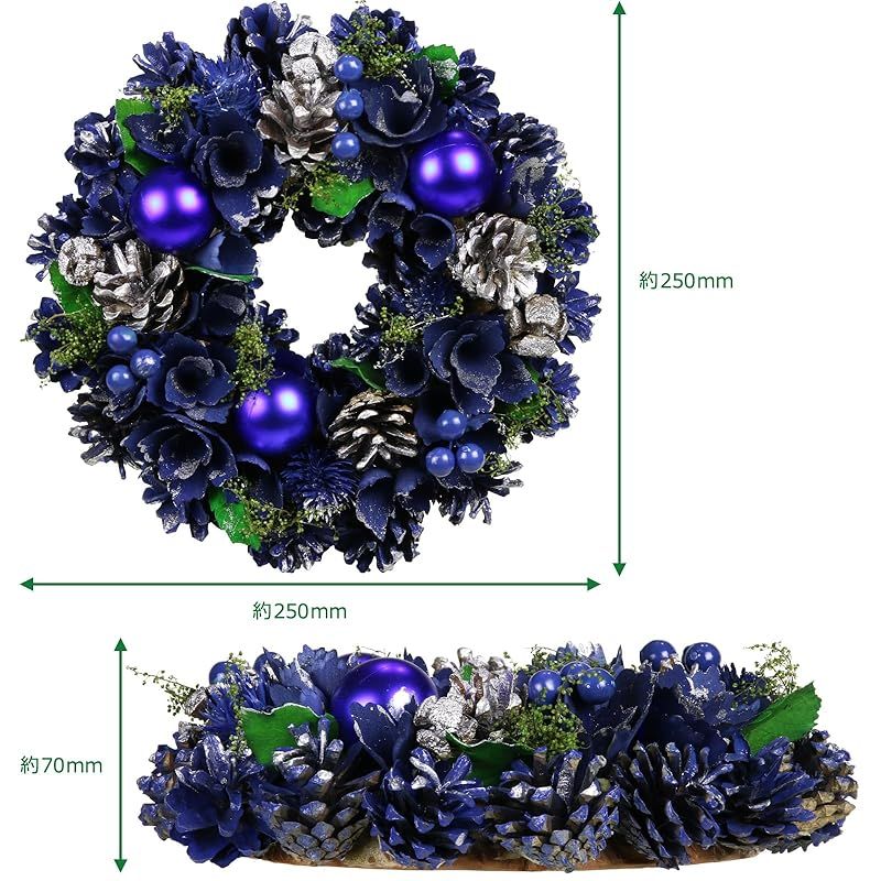 Morikuru(Ririsu) クリスマスリース 直径 25cm 飾り 玄関ドア用 リース