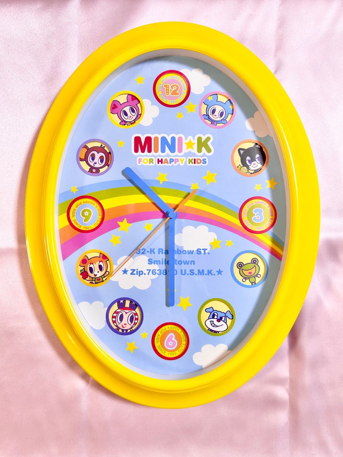 【動作品】 MINI-K  掛け時計　ナルミヤ　平成レトロ　エンジェルブルー