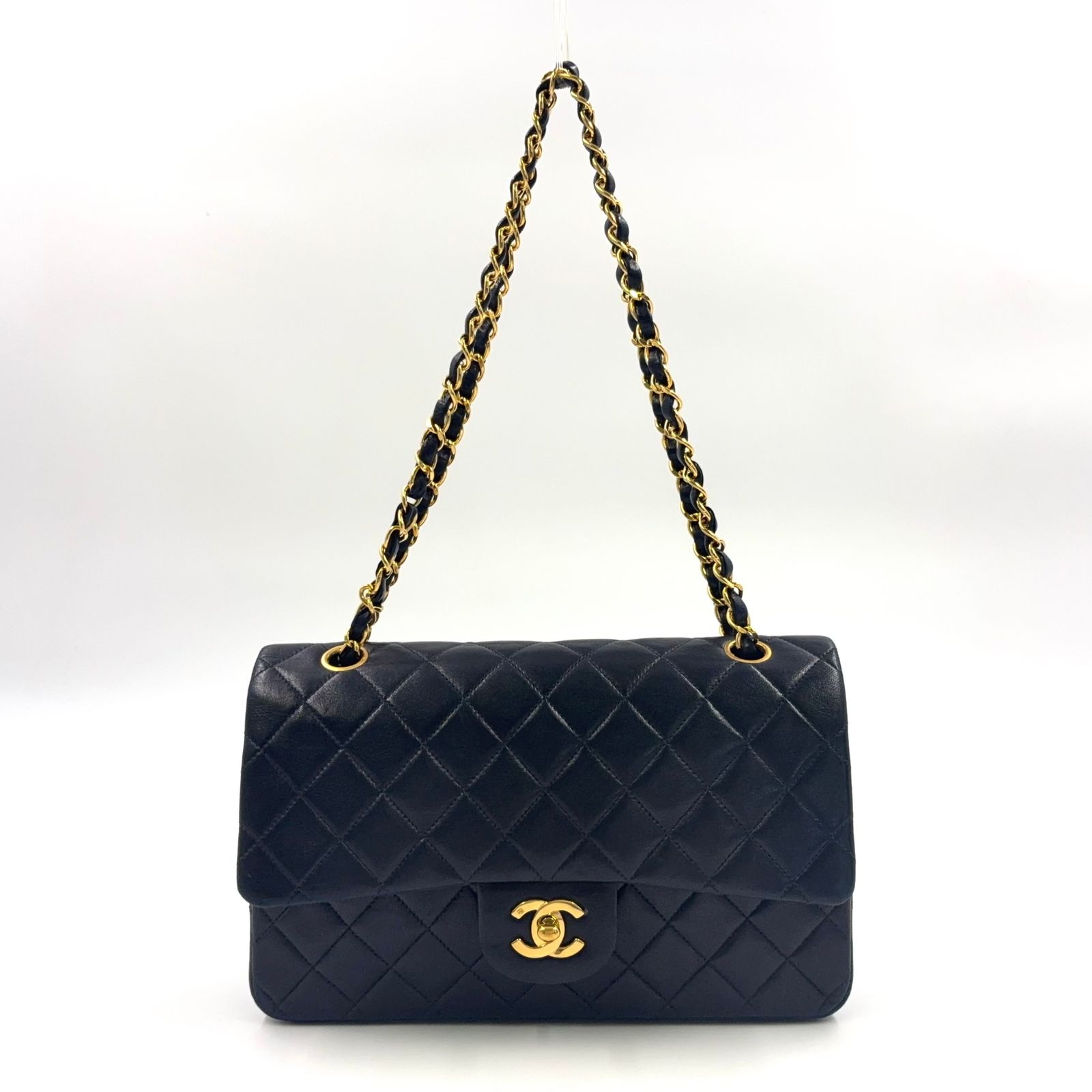 シャネル マトラッセ ラムスキン チェーンショルダーバッグ ダブルフラップ 黒 CHANEL】シャネル チェーンショルダー パリ限定 ショルダー