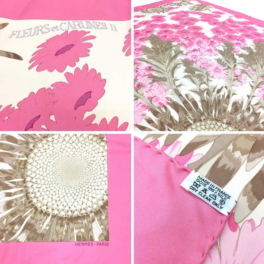 希少 HERMES エルメス スカーフ カレ90 FLEURS et CARLINES II