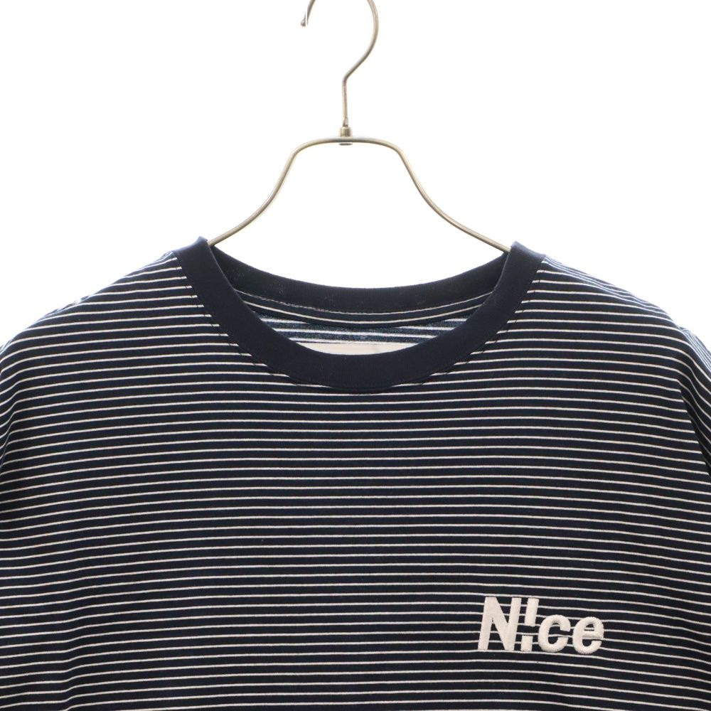 N!ce (ナイス) Round Logo Border tee ロゴ刺繍 ボーダー 半袖Tシャツ 