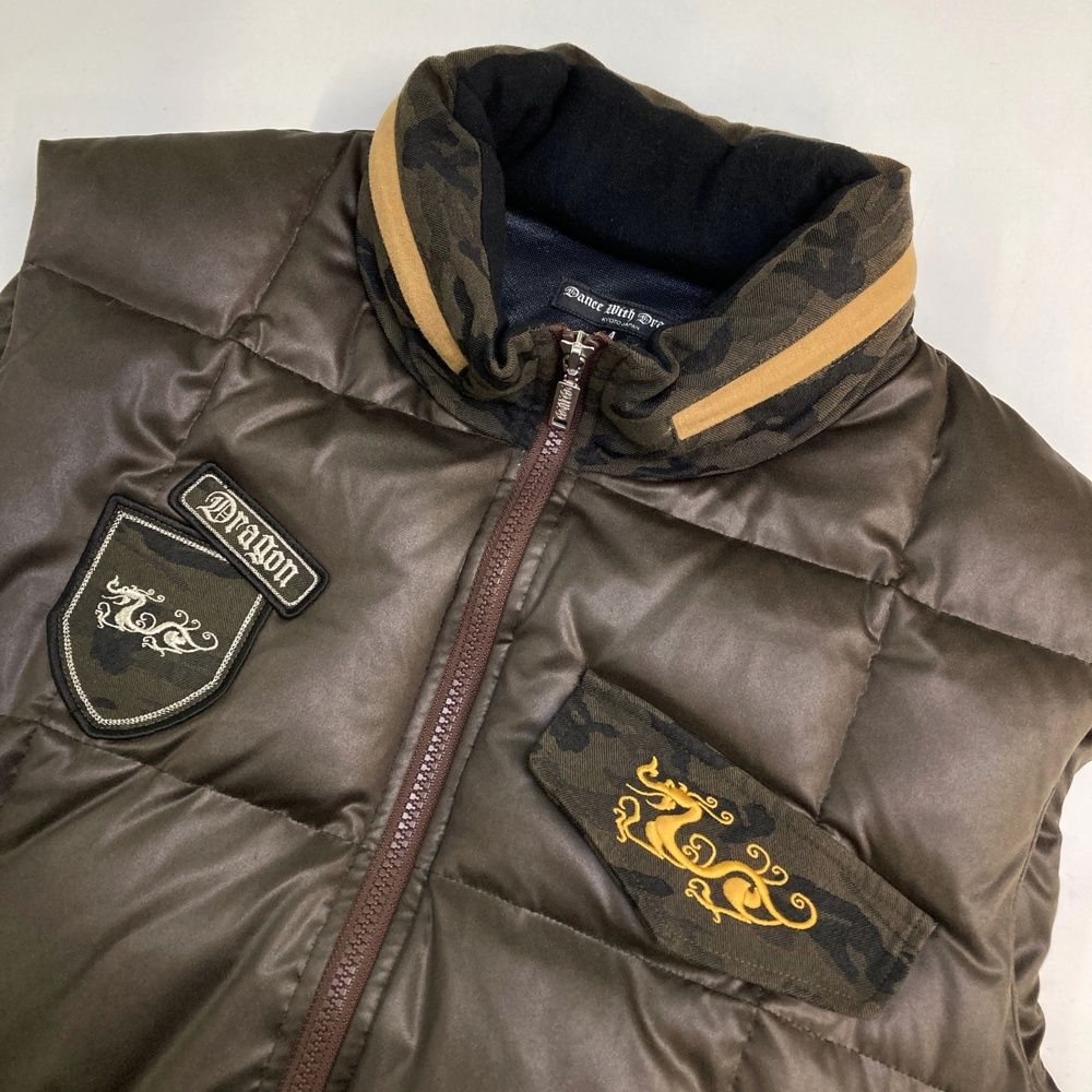 サイズ 4 DANCE WITH DRAGON ダンスウィズドラゴン 異素材切替 2WAY ダウンベスト ブラウン系 240101390352 ゴルフウェア メンズ ストスト WHITEMONARCHHOTEL_COM