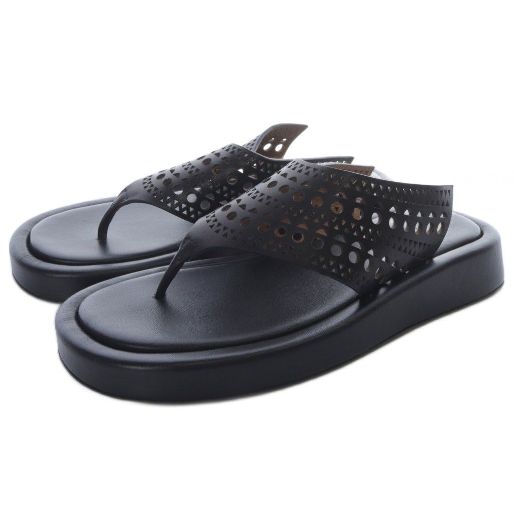 アライア ALAIA Flip flops トングサンダル レザー 37 黒