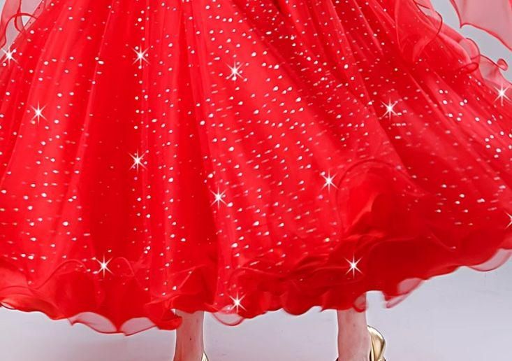 社交ダンスドレス モダンダンス オンライン ストーン レッド オーダー