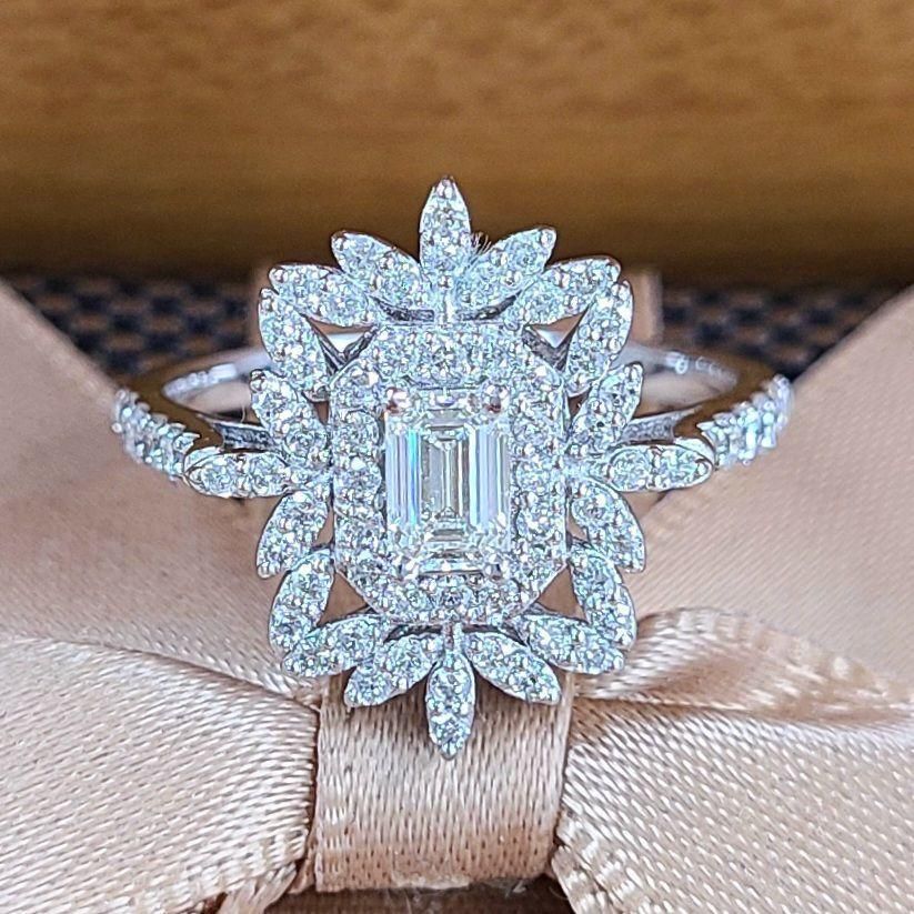 洗練された品格！ 1ct ダイヤモンド K18 wg リング 鑑別書付 18