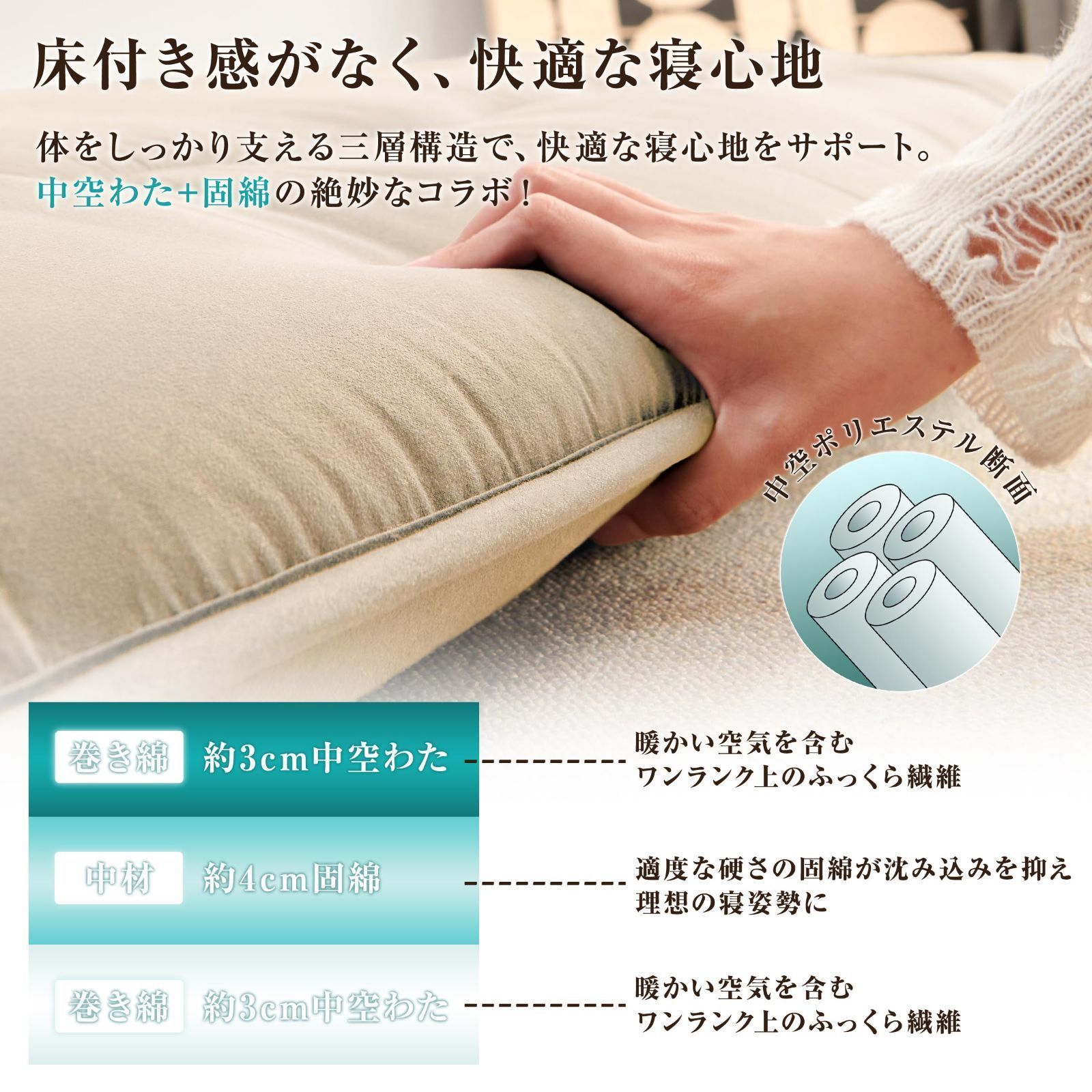 Keusnix 敷き布団 ダブル 敷布団 しきぶとん 極厚 約10cm しきふとん