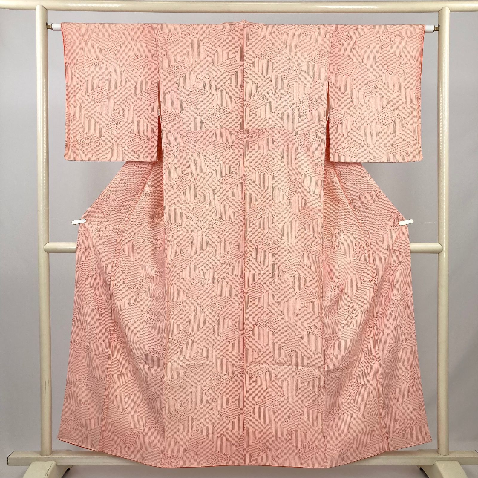 たんす屋 着物 リユース着物 小紋 朱色 カジュアル 縫い締め絞り