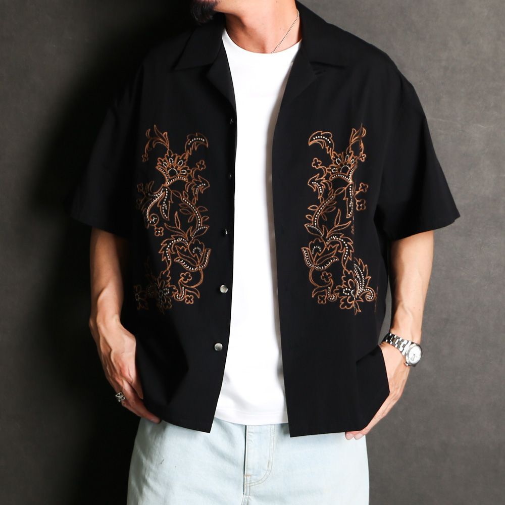 superNova./スーパーノヴァ】Aloha shirt - Flower chain embroidery 
