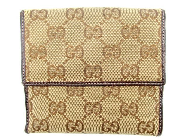GUCCI グッチ 折り財布 キャンバス Wホック ベージュ系 GUCCI グッチ 財布 レディース ブランド 二つ折り財布 GG