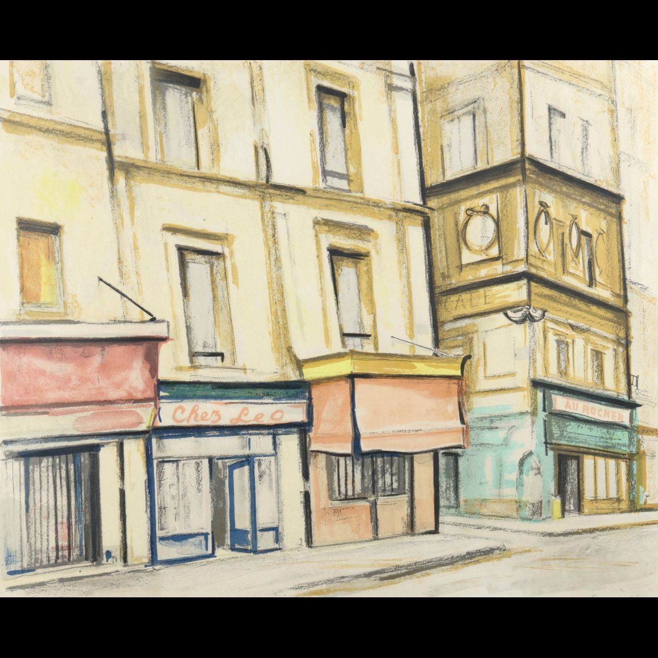 荻須高徳「モントルグイユ通り」リトグラフ 72/200 直筆サイン 古美術