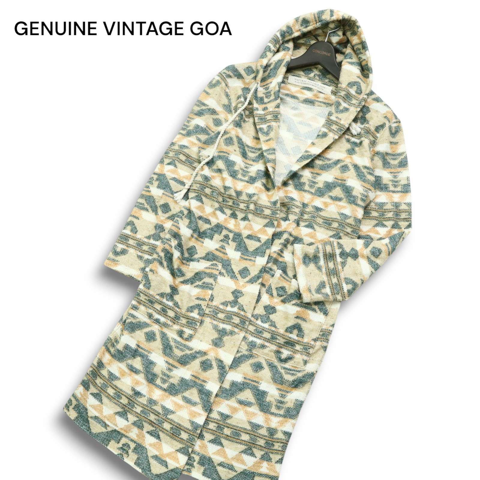 GENUINE VINTAGE GOA ゴア 通年 麻 リネン混☆ フーデッド ネイティブ 