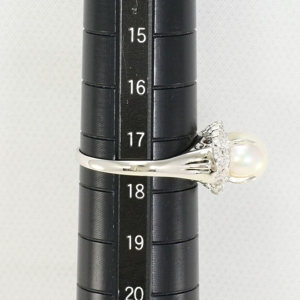 PT900 リング ring 指輪 17.5号 パール（真珠） 約8mm ダイヤ