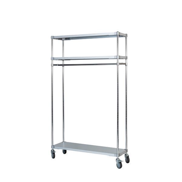収納棚 35×120cm 3段 H180cm 日本製 キャスター付き 耐熱 耐食 長期耐久性 ガルバリウム鋼板製 ガルバシェルフハンガー 組立式