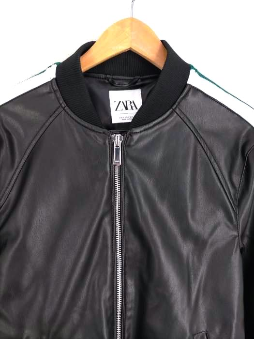 再値下げ(新品 タグ付き)【ZARA ザラ】ストライプボンバージャケット ザラ ZARA ストライプフェイクレザーボンバージャケット メンズ