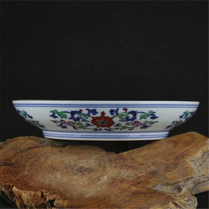 清雍正青花斗彩龍鳳図磁器皿  景徳鎮 陶磁器 装飾品 現代工芸品 美術品 置物 清雍正青花斗彩龍鳳図磁器皿 景徳鎮 陶磁器 装飾品 現代工芸品