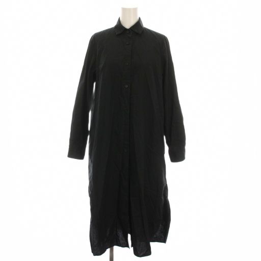 ヤエカ YAECA WRITE ロングシャツワンピース リネン混 長袖 M 黒 ブラック 98104 YM