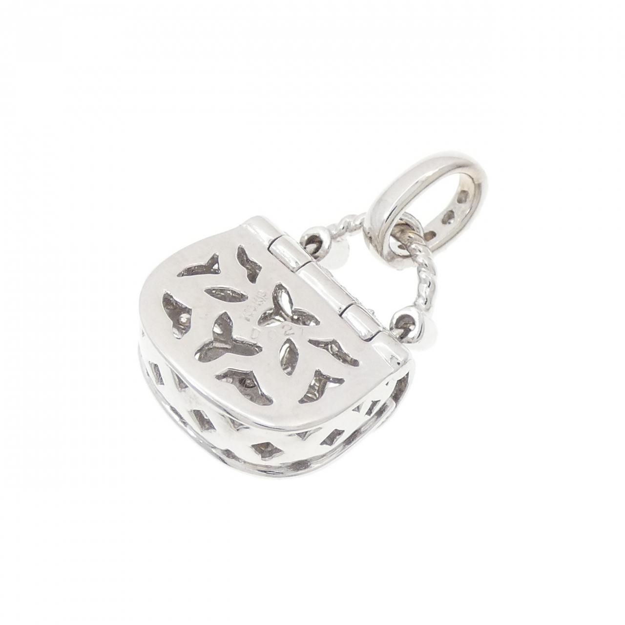 K18WG バッグ ダイヤモンド ペンダント 0.21CT
