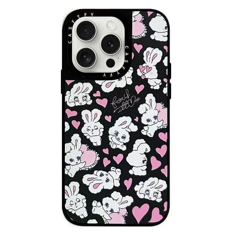 iPhone16 Casetify foxy iPhoneケース 可愛い foxy illustrations iPhoneケース ブラックとシルバー