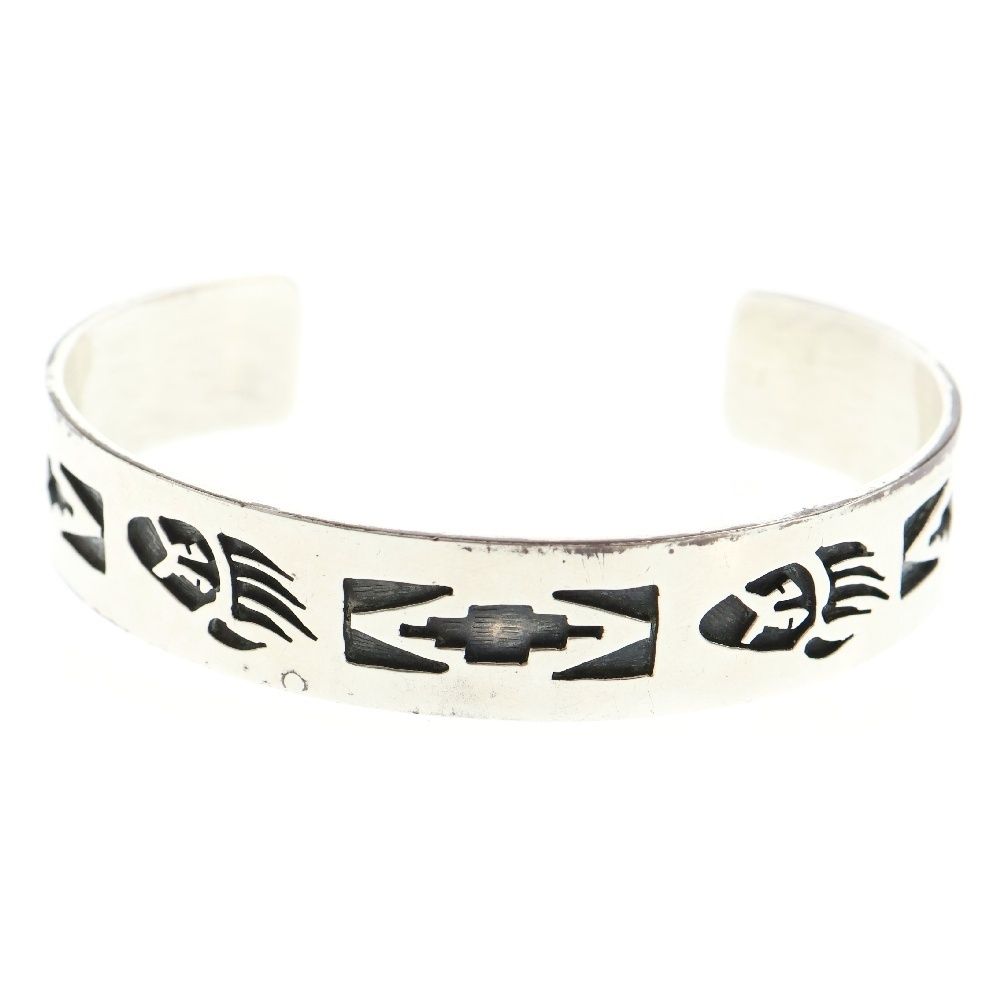 INDIAN JEWELRY インディアンジュエリー HOPI Sharon Cisco シャロン シスコ作 ベアクローオーバーレイバングル シルバー ブレスレット SC刻印