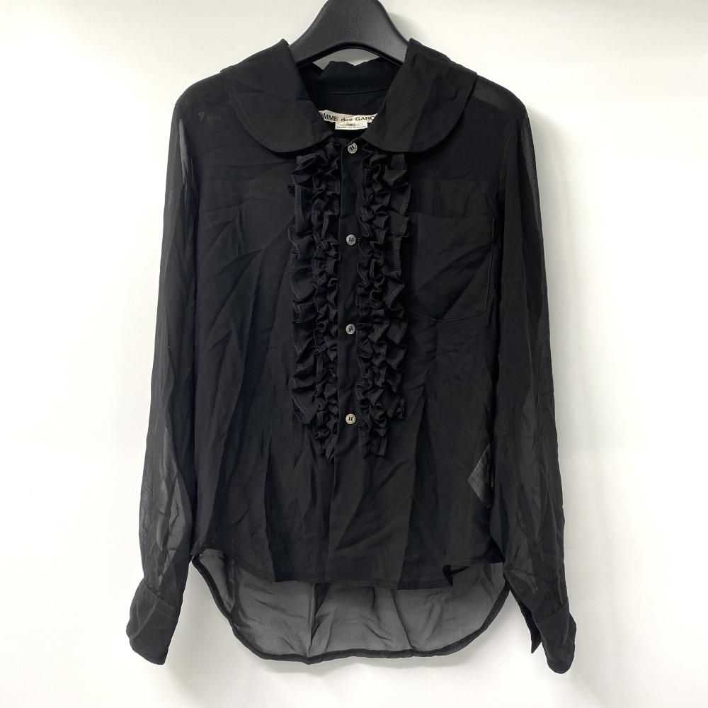 中古】COMME des GARCONS チュールフリル 長袖シャツ ブラック サイズS