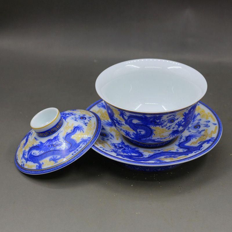景徳鎮 青花磁器竜紋三才蓋碗 煎茶器 新品未使用 景徳鎮 青花磁器竜紋三才蓋碗 煎茶器 新品未使用 - メルカリ