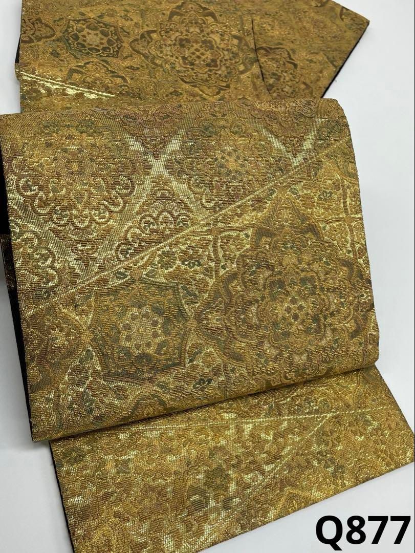 金華山 輪奈織 大華紋 袋帯 金糸 正絹 六通