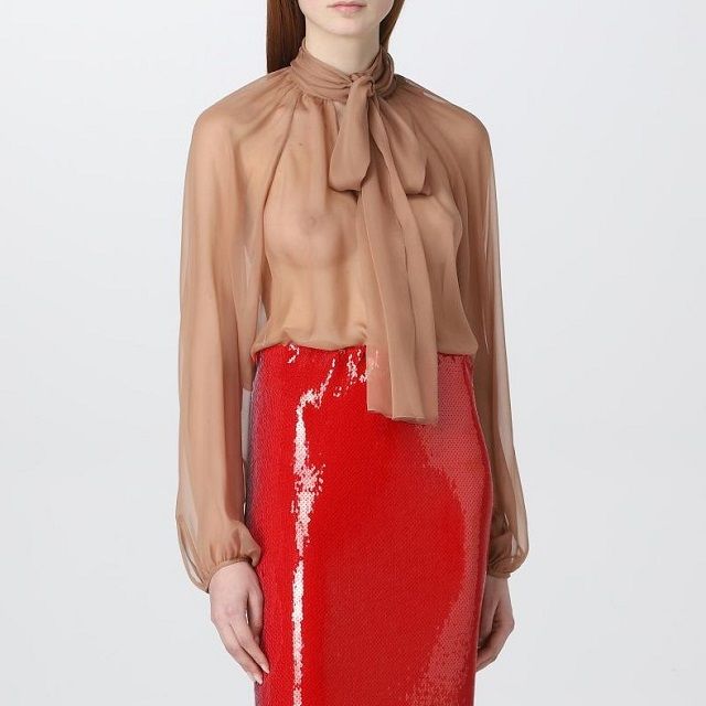 新品 N°21 ヌメロヴェントゥーノ 23SS ドレープシフォンシルクブラウス