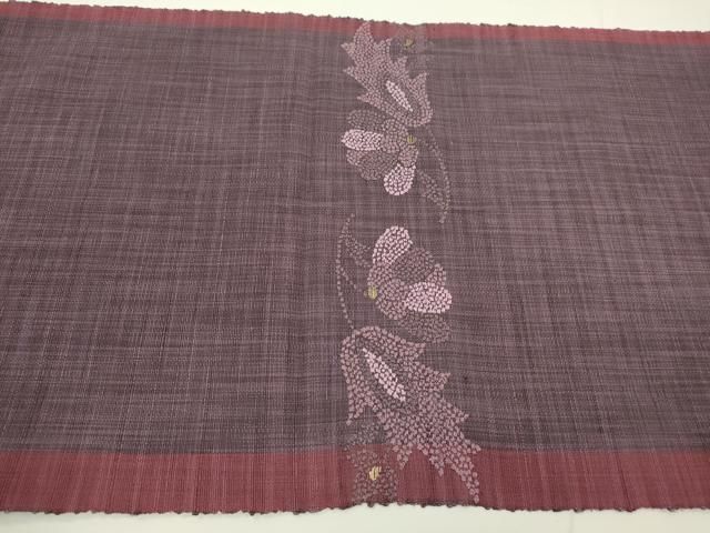 平和屋着物○八寸名古屋帯 紬地 洋花文 金糸 正絹 逸品