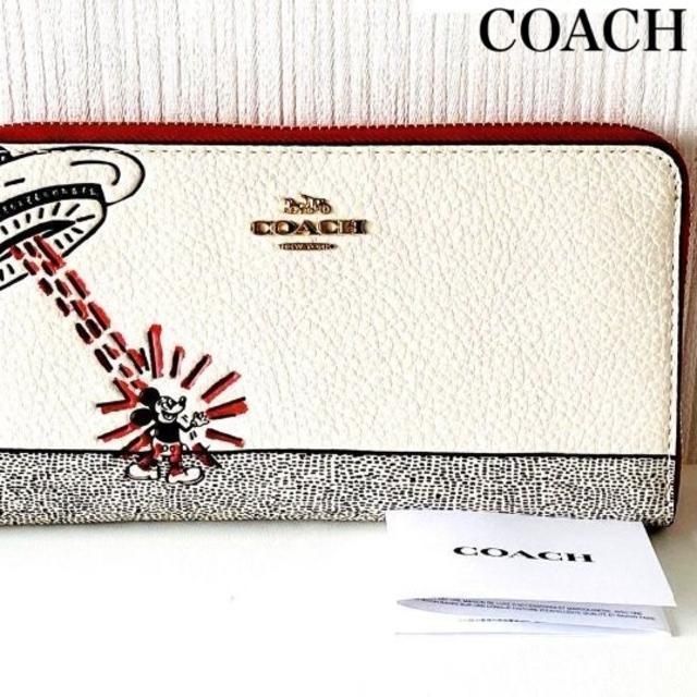 新品コーチCOACHミッキーディズニー×キースヘリング長財布ホワイト