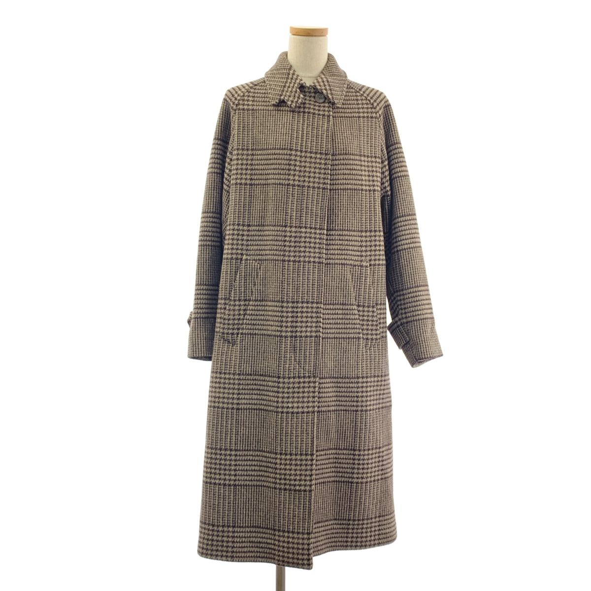 HERNO | ヘルノ | ウール 千鳥格子 ステンカラー コート | 36 | ブラウン | レディース