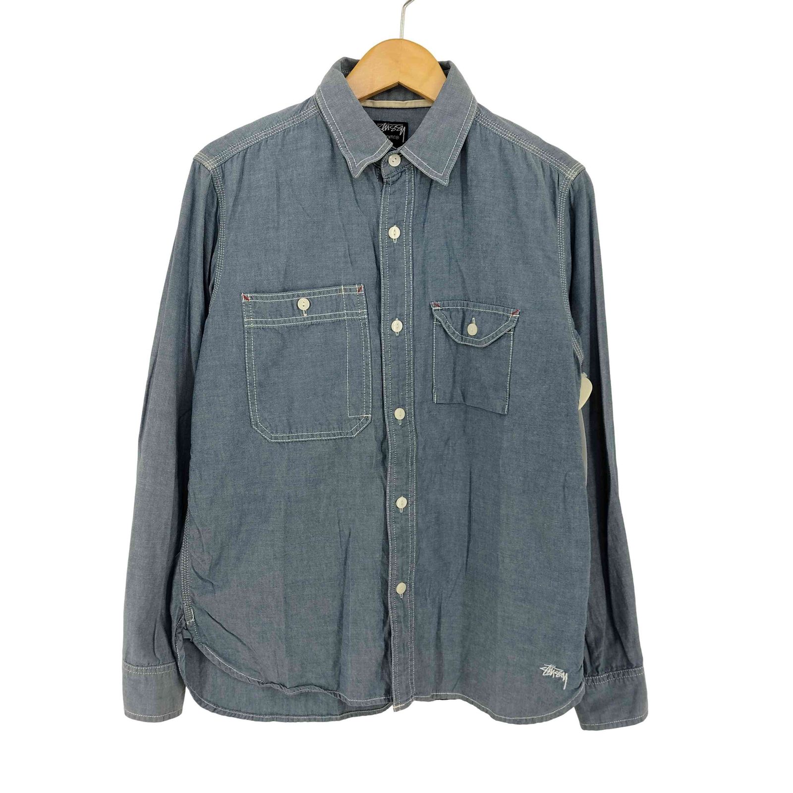 ステューシー Stussy 猫目ボタン ガチャポケ シャンブレーシャツ 