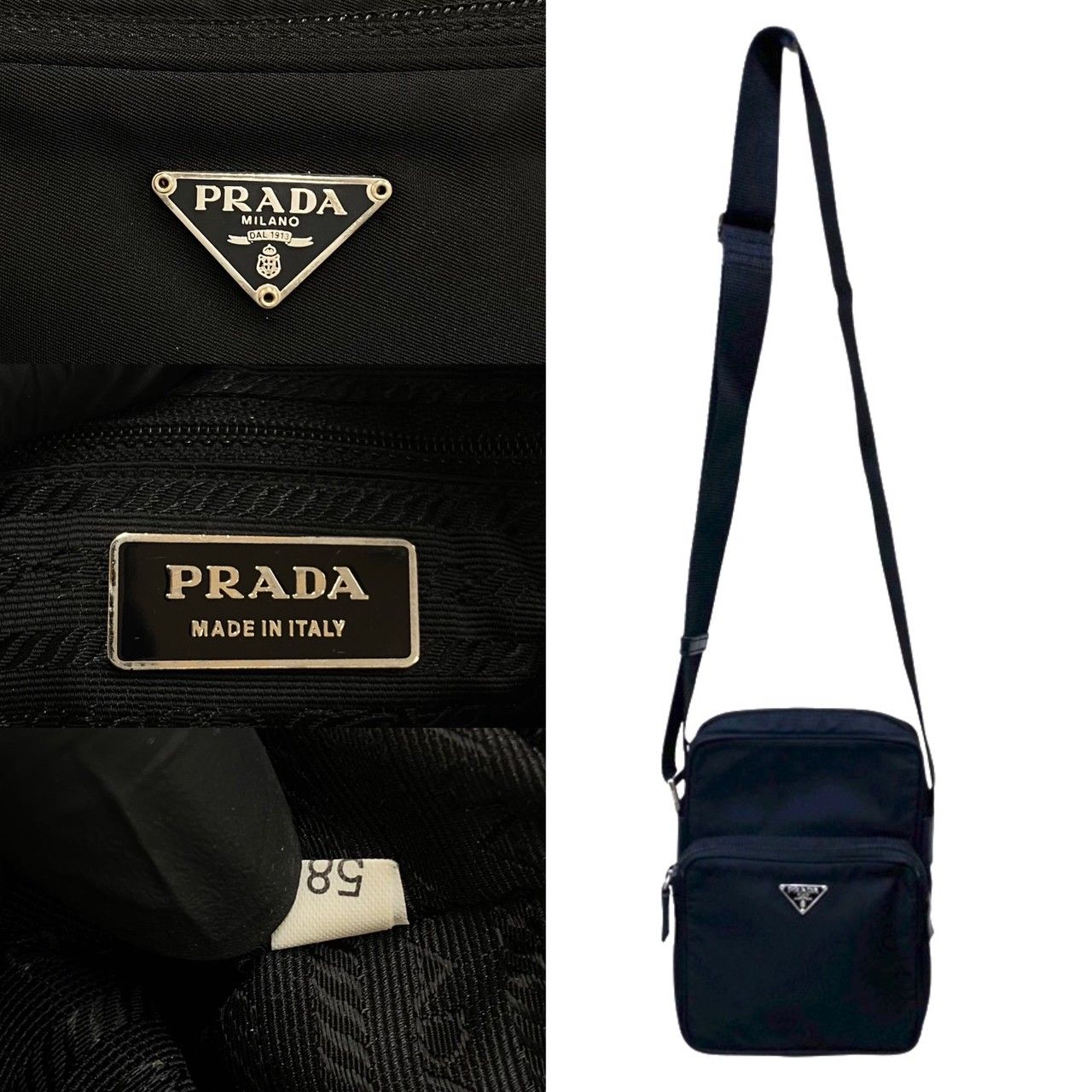 極 美品 PRADA プラダ 三角ロゴ 金具 ナイロン ミニ ショルダーバッグ 